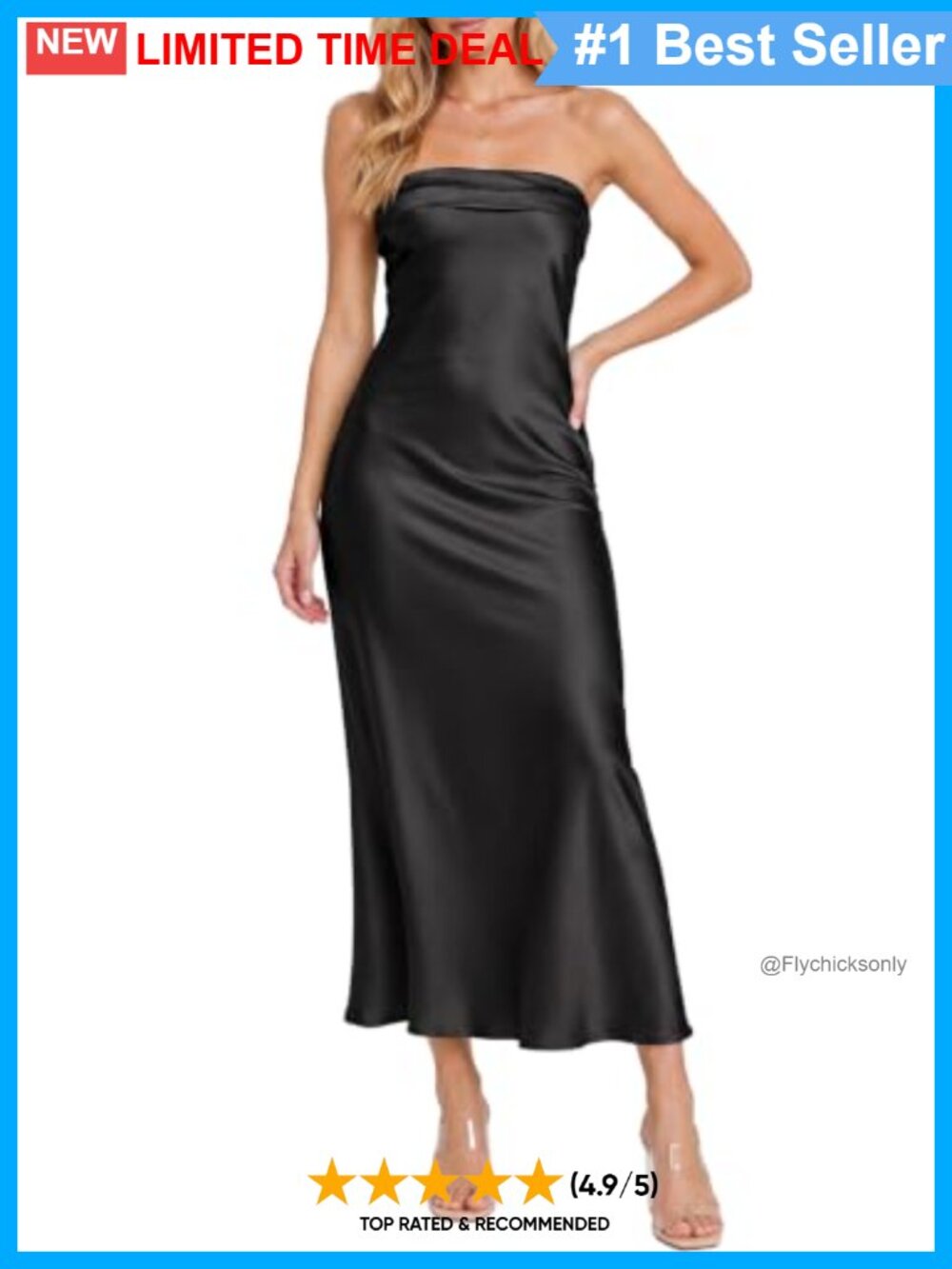 Satin Strapless Backless Maxi Dress Formal Wedding Guest